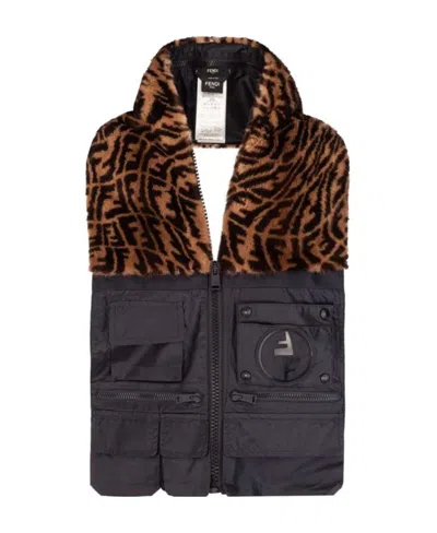 Fendi Zipper Casual Jacket In Black