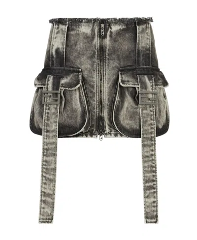 Fendi Zipper Skirt In Black