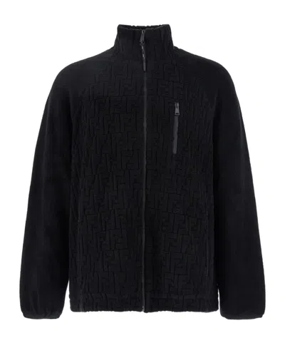 Fendi Zippered Casual Jacket In Black
