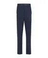 Fendi Zippered Wool Casual Pants In Navy Blue