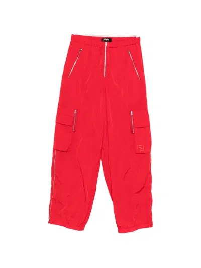 Fendi Zip-pocket Trousers In Red
