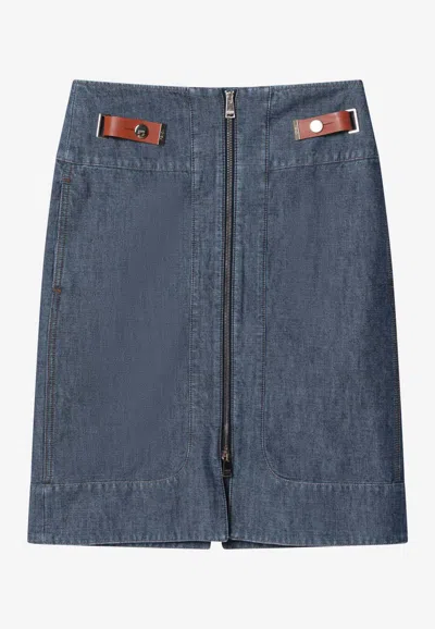 Fendi Zip-up Denim Mini Skirt In Blue