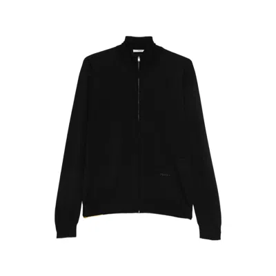 Fendi Zip-up High-neck Sweater In Black