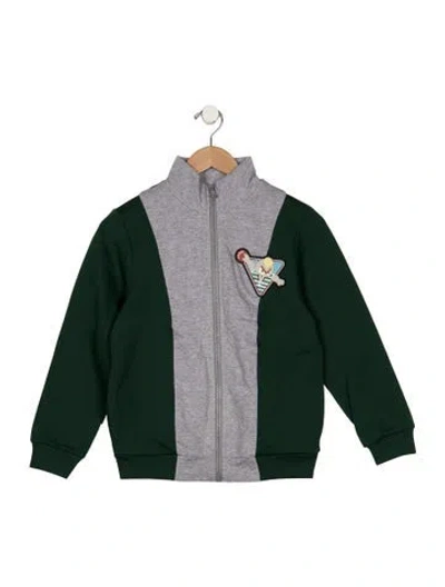 Pre-owned Fendi Kids' Zip-up Hoodie In Green/grey