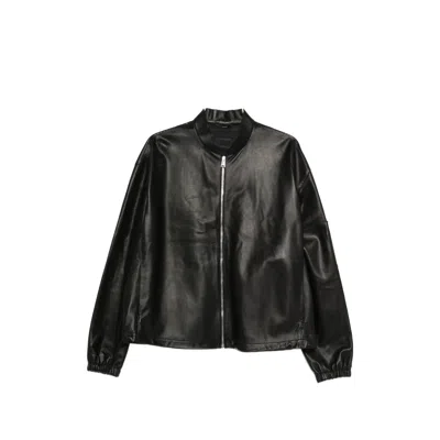 Fendi Zip-up Leather Jacket In Black
