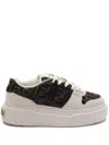 Fendi Canvas And White Suede Platform Low-tops In Brown