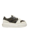 Fendi Canvas And White Suede Platform Low-tops In White