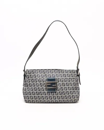 Fendi Zucca Baguette Bag In Blue