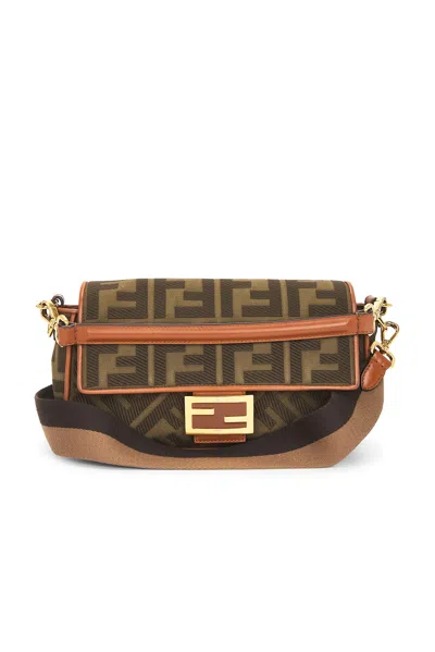 Pre-owned Fendi Zucca Baguette Nm Shoulder Bag In Brown