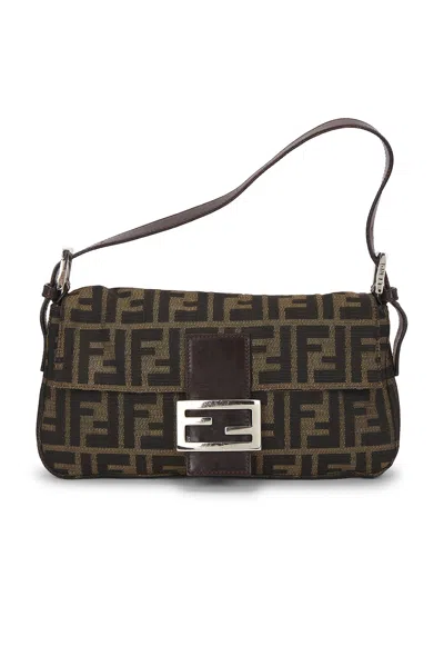 Pre-owned Fendi Zucca Baguette Shoulder Bag In Brown