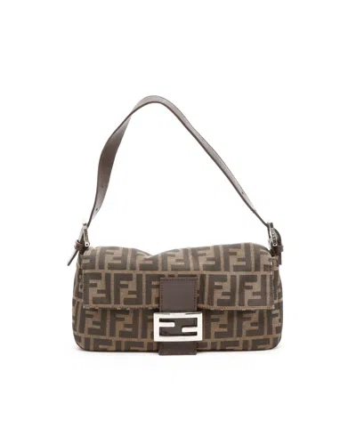Fendi Zucca Baguette Shoulder Bag In Brown