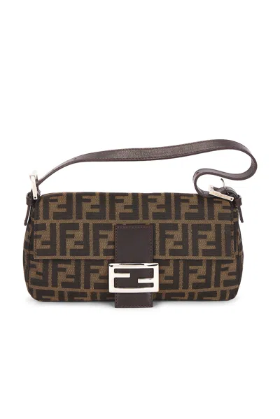 Pre-owned Fendi Zucca Baguette Shoulder Bag In Brown