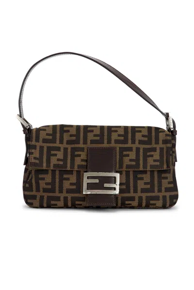 Pre-owned Fendi Zucca Baguette Shoulder Bag In Brown