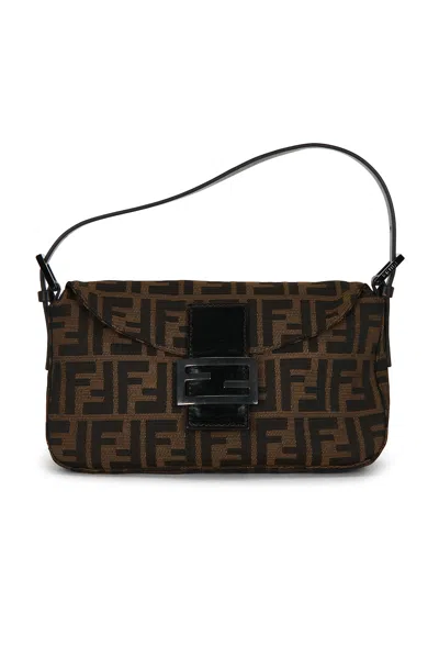 Pre-owned Fendi Zucca Baguette Shoulder Bag In Brown