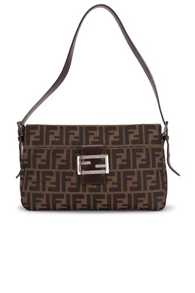 Pre-owned Fendi Zucca Baguette Shoulder Bag In Brown