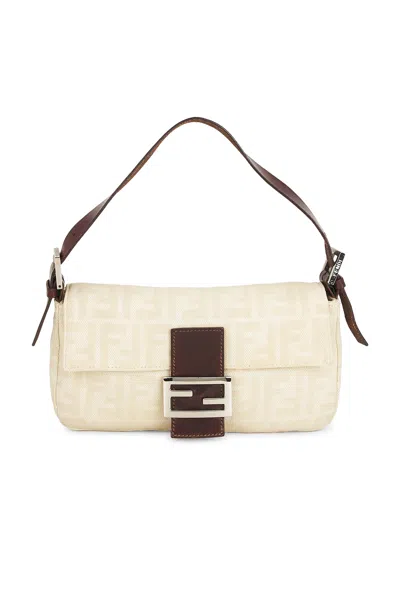 Pre-owned Fendi Zucca Baguette Shoulder Bag In Neutral