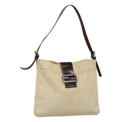 Pre-owned Fendi Zucca Beige Canvas Shoulder Bag ()