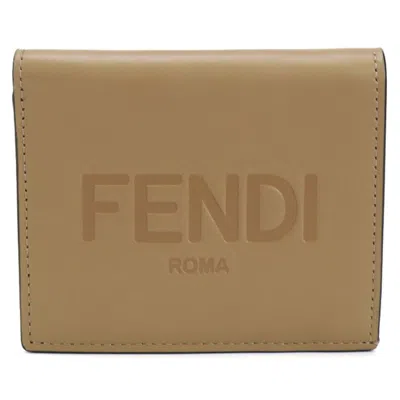 Pre-owned Fendi Zucca Beige Leather Wallet (bi-fold) () In Sand