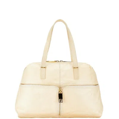Pre-owned Fendi Zucca Beige Zucca Leather Shoulder Bag Tote Bag ()