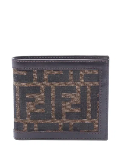 Pre-owned Fendi Zucca Bi-fold Wallet In Brown