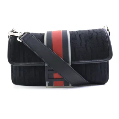 Pre-owned Fendi Zucca Black Red Color Zucca Shoulder Bag () In Black, Red Color