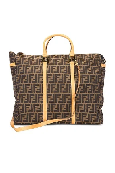 Pre-owned Fendi Zucca Boston Bag In Brown