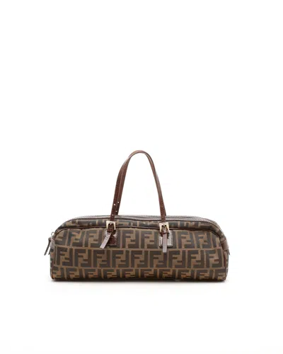 Fendi Zucca Boston Bag In Brown