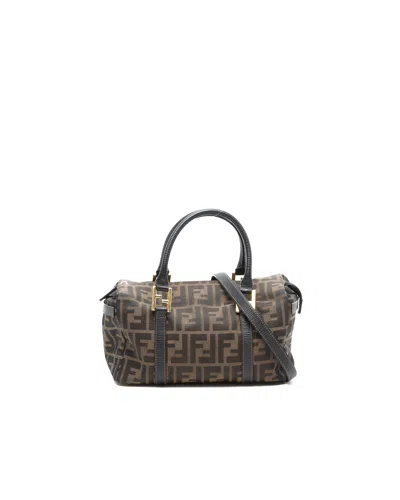 Fendi Zucca Boston Bag In Brown
