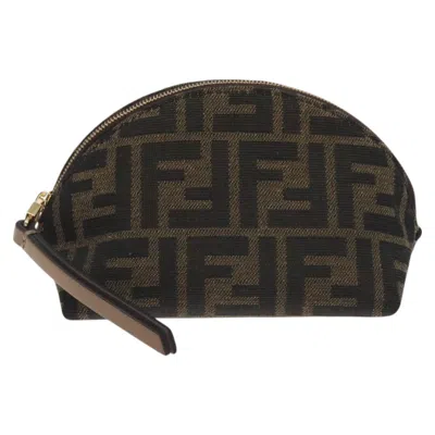 Pre-owned Fendi Zucca Brown Canvas Clutch Bag ()