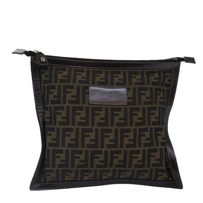 Pre-owned Fendi Zucca Brown Canvas Clutch Bag ()