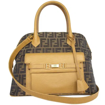 Pre-owned Fendi Zucca Brown Canvas Handbag Shoulder Bag ()