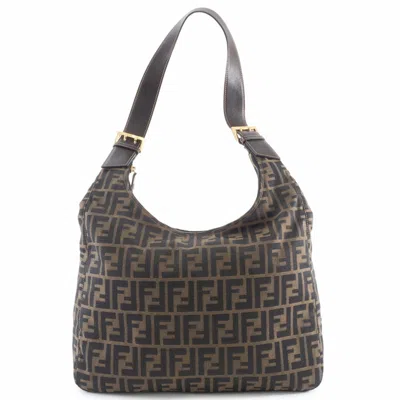 Pre-owned Fendi Zucca Brown Canvas Leather Shoulder Bag ()