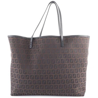 Pre-owned Fendi Zucca Brown Canvas Leather Tote Bag ()
