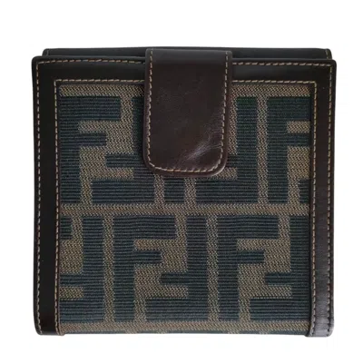 Pre-owned Fendi Zucca Brown Canvas Leather Wallet (bi-fold) ()