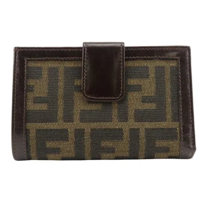 Pre-owned Fendi Zucca Brown Canvas Leather Wallet (bi-fold) ()