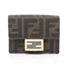 Fendi Zucca Brown Canvas Leather Wallet (tri-fold) In Brown
