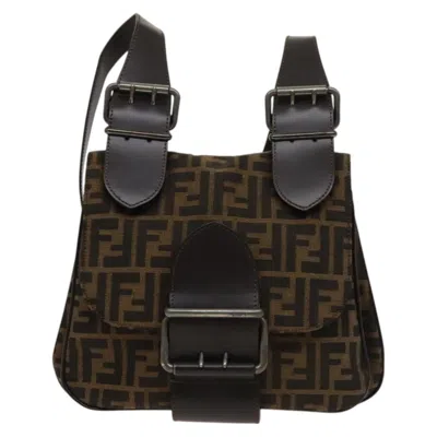 Pre-owned Fendi Zucca Brown Canvas Shoulder Bag ()