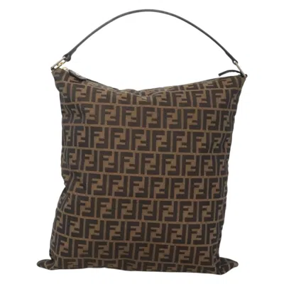 Pre-owned Fendi Zucca Brown Canvas Shoulder Bag ()
