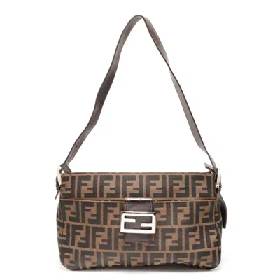 Pre-owned Fendi Zucca Brown Canvas Shoulder Bag ()