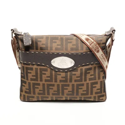 Pre-owned Fendi Zucca Brown Canvas Shoulder Bag ()