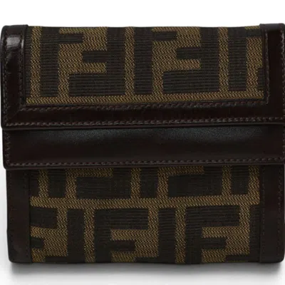 Pre-owned Fendi Zucca Brown Canvas Wallet (bi-fold) ()