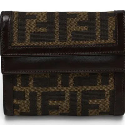 Pre-owned Fendi Zucca Brown Canvas Wallet (bi-fold) ()