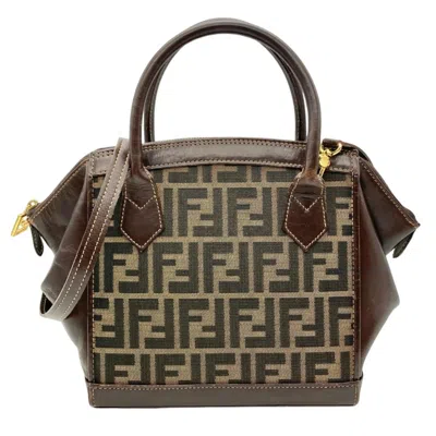 Pre-owned Fendi Zucca Brown Jacquard Leather Handbag Shoulder Bag ()