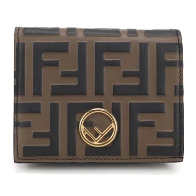Pre-owned Fendi Zucca Brown Leather Wallet (bi-fold) ()