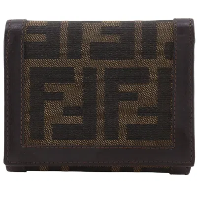 Pre-owned Fendi Zucca Brown Nylon Canvas Wallet (tri-fold) ()