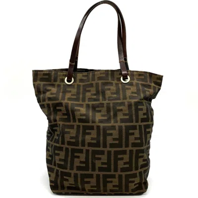 Pre-owned Fendi Zucca Brown Nylon Leather Tote Bag ()