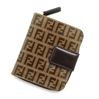 Pre-owned Fendi Zucca Brown Pvc Leather Wallet (bi-fold) ()