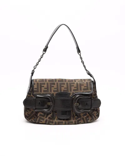 Fendi Zucca Buckle Shoulder Bag