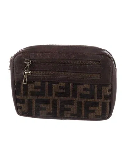 Pre-owned Fendi Zucca Canvas Cosmetic Pouch In Brown