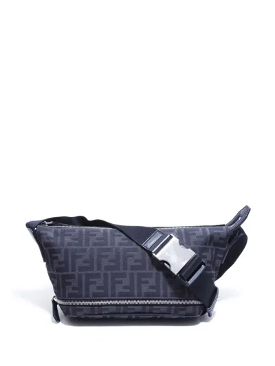 Pre-owned Fendi Zucca Canvas Crossbody Bag In Black